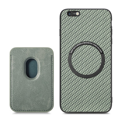 For iPhone 6 / 6s Carbon Fiber Leather Card Magsafe Magnetic Phone Case(Green) - More iPhone Cases by buy2fix | Online Shopping UK | buy2fix