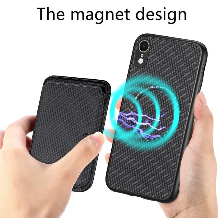 For iPhone  XR Carbon Fiber Leather Card Magsafe Magnetic Phone Case(Black) - More iPhone Cases by buy2fix | Online Shopping UK | buy2fix