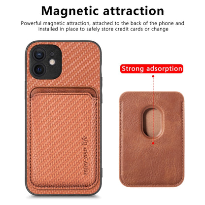 For iPhone 11 Pro Max Carbon Fiber Leather Card Magsafe Magnetic Phone Case(Brown) - iPhone 11 Pro Max Cases by buy2fix | Online Shopping UK | buy2fix