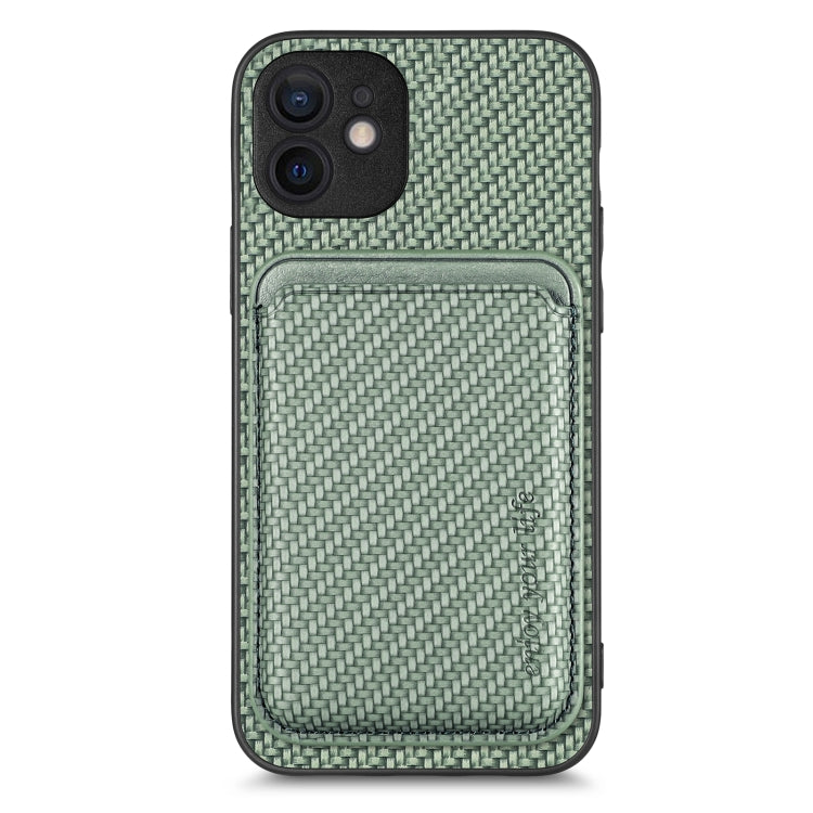 For iPhone 11 Pro Max Carbon Fiber Leather Card Magsafe Magnetic Phone Case(Green) - iPhone 11 Pro Max Cases by buy2fix | Online Shopping UK | buy2fix