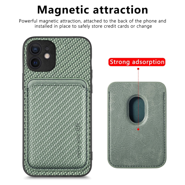 For iPhone 11 Pro Max Carbon Fiber Leather Card Magsafe Magnetic Phone Case(Green) - iPhone 11 Pro Max Cases by buy2fix | Online Shopping UK | buy2fix