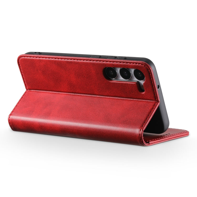 For Samsung Galaxy S24+ 5G Suteni Calf Texture Horizontal Flip Leather Phone Case(Red) - Galaxy S24+ 5G Cases by Suteni | Online Shopping UK | buy2fix