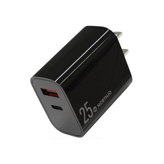 NORTHJO NOPD2502 PD 25W USB-C/Type-C + QC 3.0 USB Dual Ports Fast Charger, Plug Type:US Plug(Black) - USB Charger by NORTHJO | Online Shopping UK | buy2fix