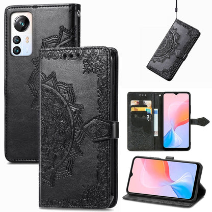 For Blackview A85 Mandala Flower Embossed Leather Phone Case(Black) - More Brand by buy2fix | Online Shopping UK | buy2fix