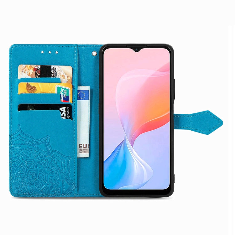 For Blackview A85 Mandala Flower Embossed Leather Phone Case(Blue) - More Brand by buy2fix | Online Shopping UK | buy2fix