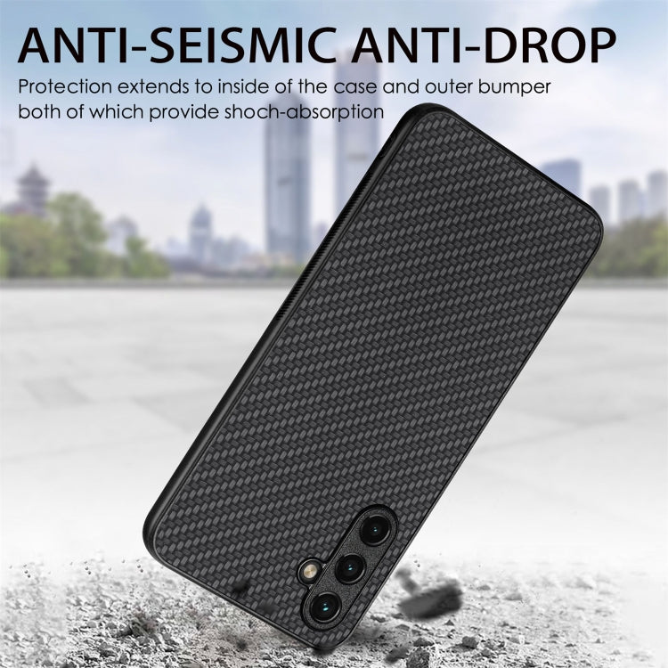 For Samsung Galaxy S25 5G Carbon Fiber Texture Leather Back Cover Phone Case(Khaki) - Galaxy Phone Cases by buy2fix | Online Shopping UK | buy2fix