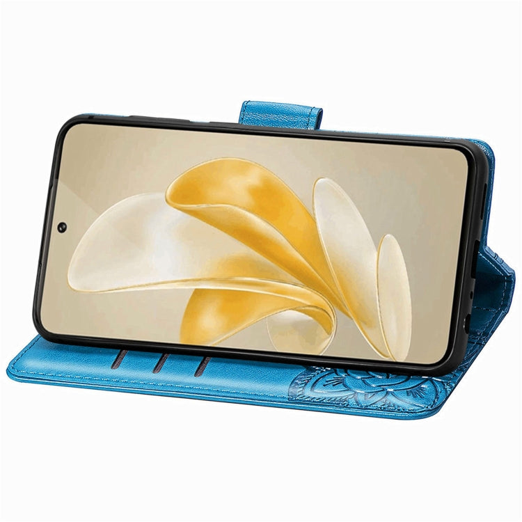 For vivo X100 Butterfly Love Flower Embossed Leather Phone Case(Blue) - X100 Cases by imak | Online Shopping UK | buy2fix