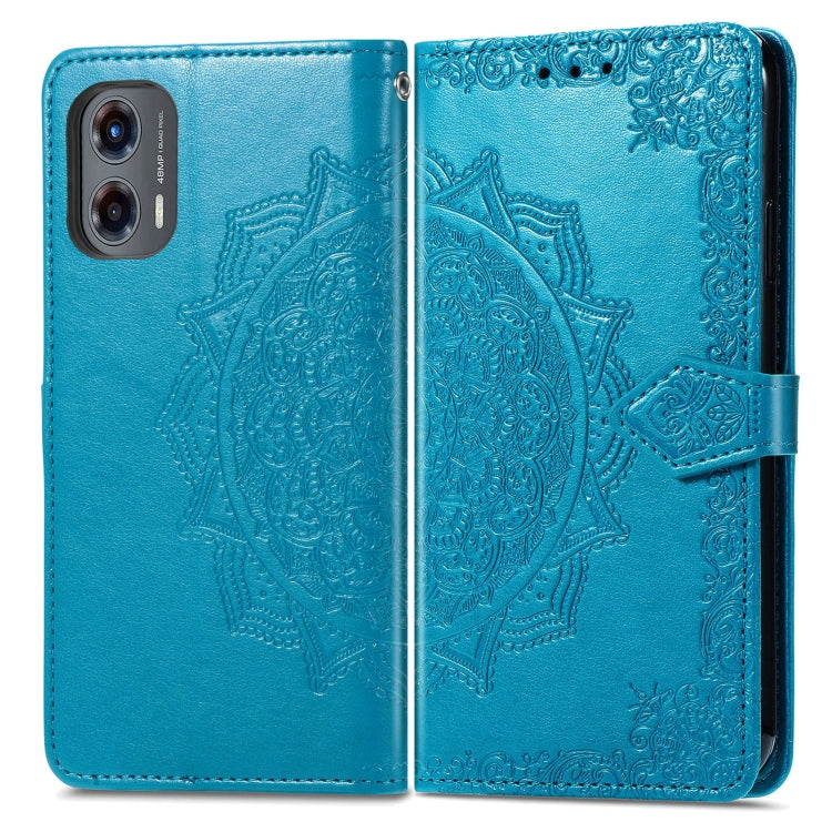 For Motorola Moto G Stylus 5G 2024 Mandala Flower Embossed Leather Phone Case(Blue) - Motorola Cases by buy2fix | Online Shopping UK | buy2fix