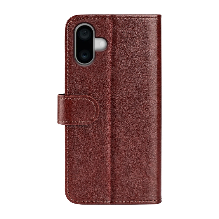 For iPhone 16 Plus R64 Texture Horizontal Flip Leather Phone Case(Brown) - iPhone 16 Plus Cases by buy2fix | Online Shopping UK | buy2fix