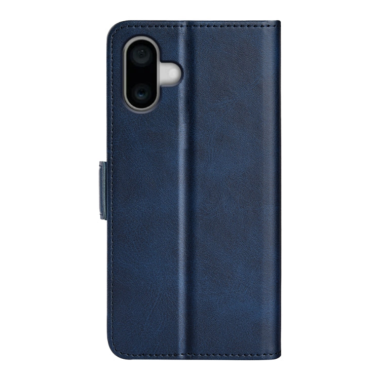 For iPhone 16 Dual-side Magnetic Buckle Horizontal Flip Leather Phone Case(Dark Blue) - iPhone 16 Cases by buy2fix | Online Shopping UK | buy2fix