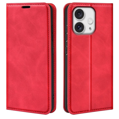 For iPhone 16 Pro Max Retro-skin  Magnetic Suction Leather Phone Case(Red) - iPhone 16 Pro Max Cases by buy2fix | Online Shopping UK | buy2fix