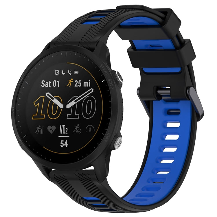 For Garmin Forerunner 955 Sports Two-Color Silicone Watch Band(Black+Blue) - Watch Bands by buy2fix | Online Shopping UK | buy2fix