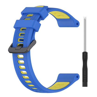 For Garmin Forerunner 945 Sports Two-Color Silicone Watch Band(Blue+Yellow) - Watch Bands by buy2fix | Online Shopping UK | buy2fix