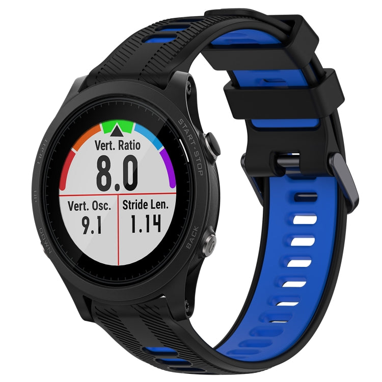 For Garmin Forerunner 935 Sports Two-Color Silicone Watch Band(Black+Blue) - Watch Bands by buy2fix | Online Shopping UK | buy2fix