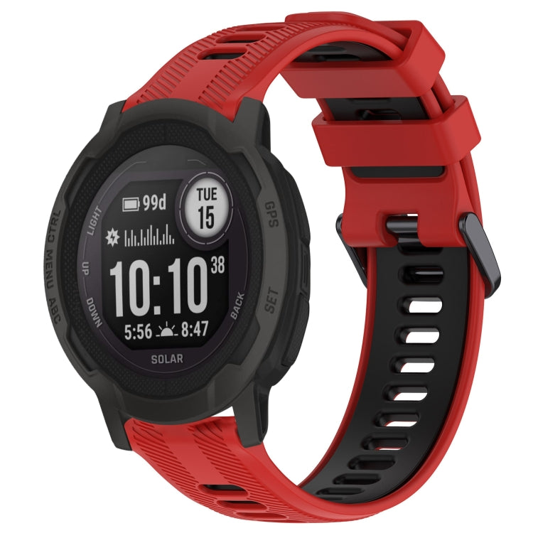 For Garmin Instinct 2 Sports Two-Color Silicone Watch Band(Red+Black) - Watch Bands by buy2fix | Online Shopping UK | buy2fix