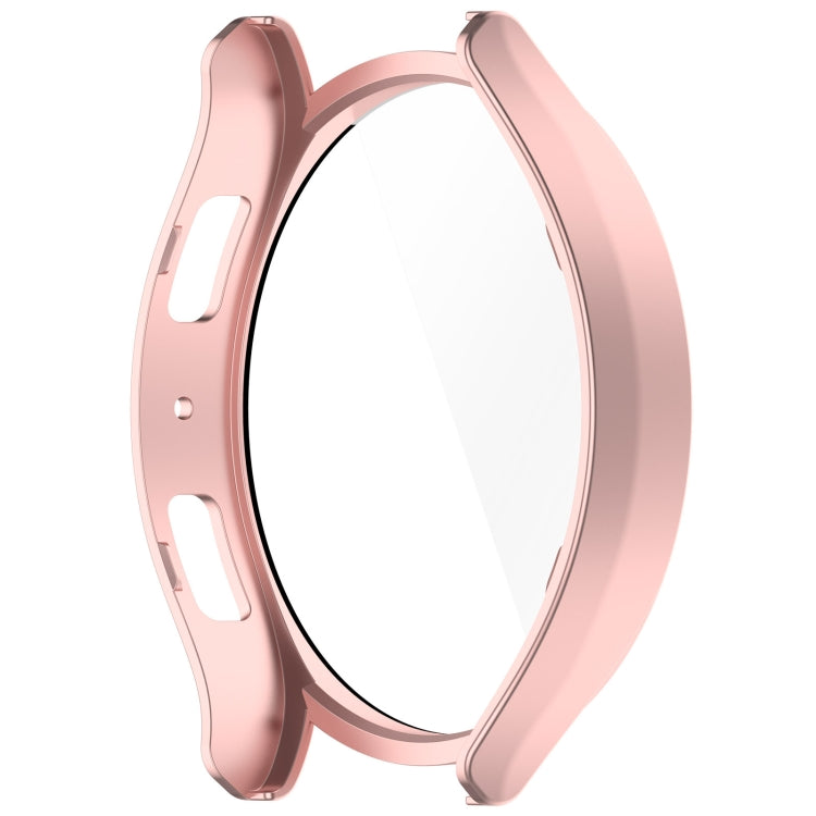 For Samsung Galaxy Watch6 44mm PC + Tempered Film Integrated Watch Protective Case(Rose Gold) - Watch Cases by buy2fix | Online Shopping UK | buy2fix