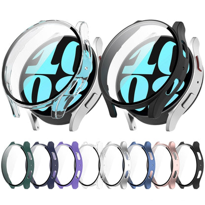 For Samsung Galaxy Watch6 44mm PC + Tempered Film Integrated Watch Protective Case(Silver) - Watch Cases by buy2fix | Online Shopping UK | buy2fix