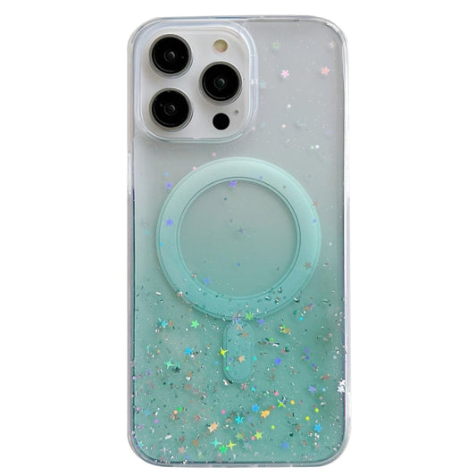 For iPhone 12 Pro MagSafe Glitter Hybrid Clear TPU Phone Case(Green) - iPhone 12 / 12 Pro Cases by buy2fix | Online Shopping UK | buy2fix