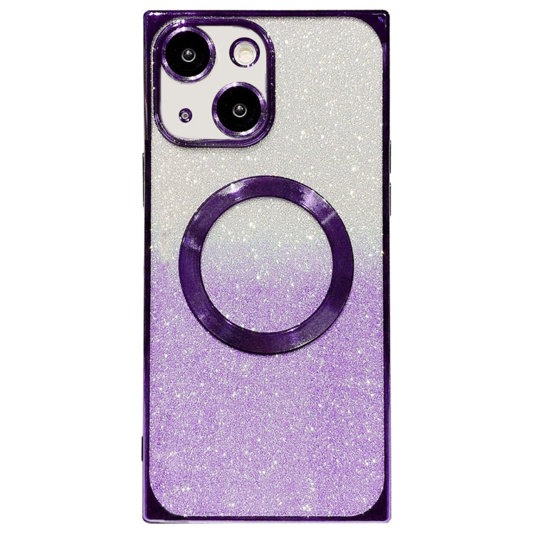 For iPhone 14 Square Gradient Magsafe Electroplating TPU Phone Case(Purple) - iPhone 14 Cases by buy2fix | Online Shopping UK | buy2fix