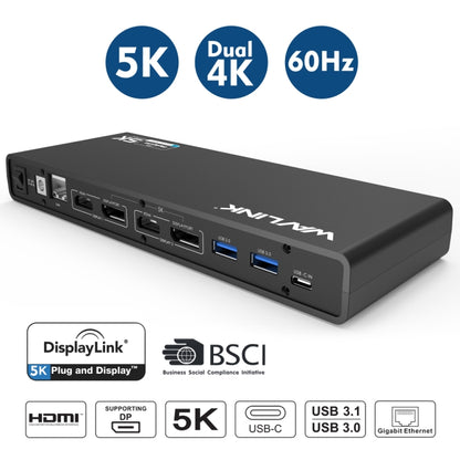 Wavlink UG69DK1 5K Type-C Dual Display USB 3.0 Video Gigabit Ethernet HDMI Docking Station, Plug:EU Plug -  by WAVLINK | Online Shopping UK | buy2fix