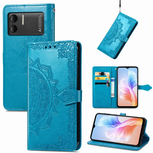 For DOOGEE X98 Pro / X98 Mandala Flower Embossed Leather Phone Case(Blue) - Doogee Cases by buy2fix | Online Shopping UK | buy2fix