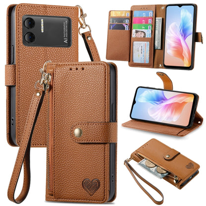 For DOOGEE X98 Pro / X98 Love Zipper Lanyard Leather Phone Case(Brown) - Doogee Cases by buy2fix | Online Shopping UK | buy2fix