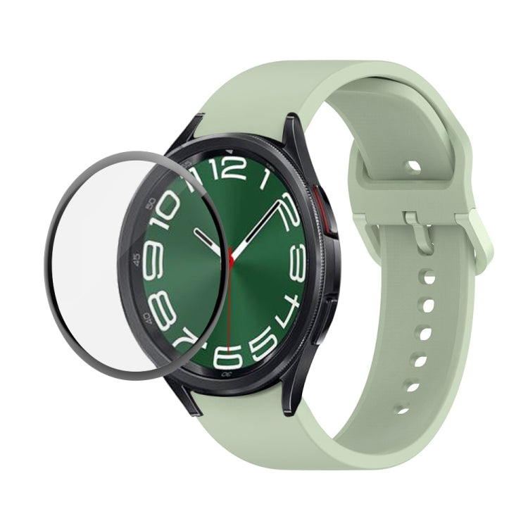 For Samsung Galaxy Watch6 Classic 43mm JUNSUNMAY Silicone Adjustable Strap + Full Coverage PMMA Screen Protector Kit(Light Green) - Watch Bands by JUNSUNMAY | Online Shopping UK | buy2fix