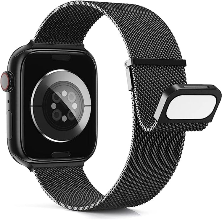 For Apple Watch SE 44mm Milan Double Magnetic Steel Mesh Watch Band(Black) - Watch Bands by buy2fix | Online Shopping UK | buy2fix