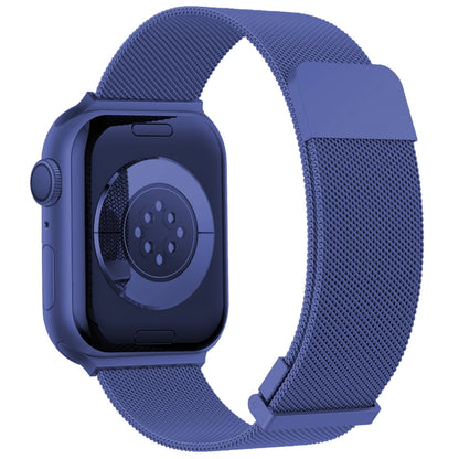 For Apple Watch 4 44mm Milan Double Magnetic Steel Mesh Watch Band(Blue) - Watch Bands by buy2fix | Online Shopping UK | buy2fix