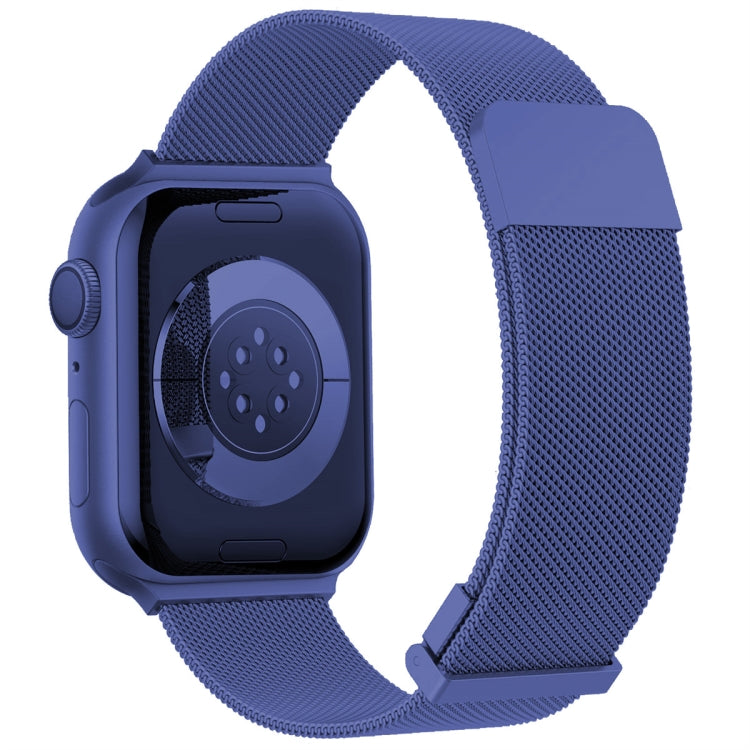 For Apple Watch 3 38mm Milan Double Magnetic Steel Mesh Watch Band(Blue) - Watch Bands by buy2fix | Online Shopping UK | buy2fix