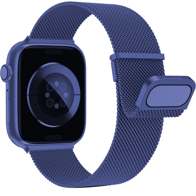 For Apple Watch 2 38mm Milan Double Magnetic Steel Mesh Watch Band(Blue) - Watch Bands by buy2fix | Online Shopping UK | buy2fix