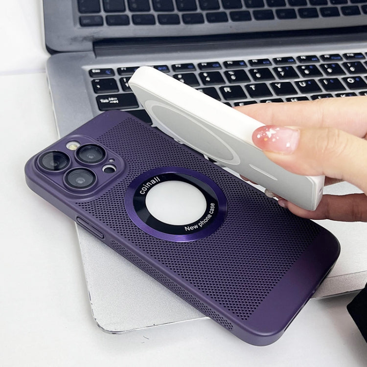 For iPhone 12 Cooling MagSafe Magnifier Phone Case(Lavender) - iPhone 12 / 12 Pro Cases by buy2fix | Online Shopping UK | buy2fix