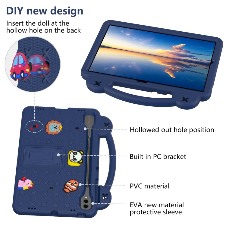 For Samsung Galaxy S7 FE 12.4 T730 / T736 Handle Kickstand Children EVA Shockproof Tablet Case(Navy Blue) - Galaxy Tab S7 FE by buy2fix | Online Shopping UK | buy2fix