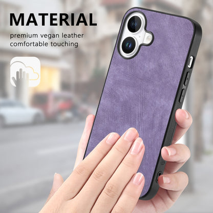 For iPhone 16 Vintage Leather PC Back Cover Phone Case(Purple) - iPhone 16 Cases by buy2fix | Online Shopping UK | buy2fix