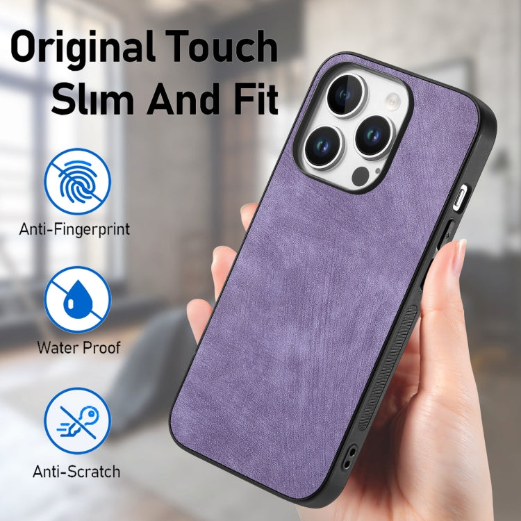 For iPhone 16 Pro Vintage Leather PC Back Cover Phone Case(Purple) - iPhone 16 Pro Cases by buy2fix | Online Shopping UK | buy2fix