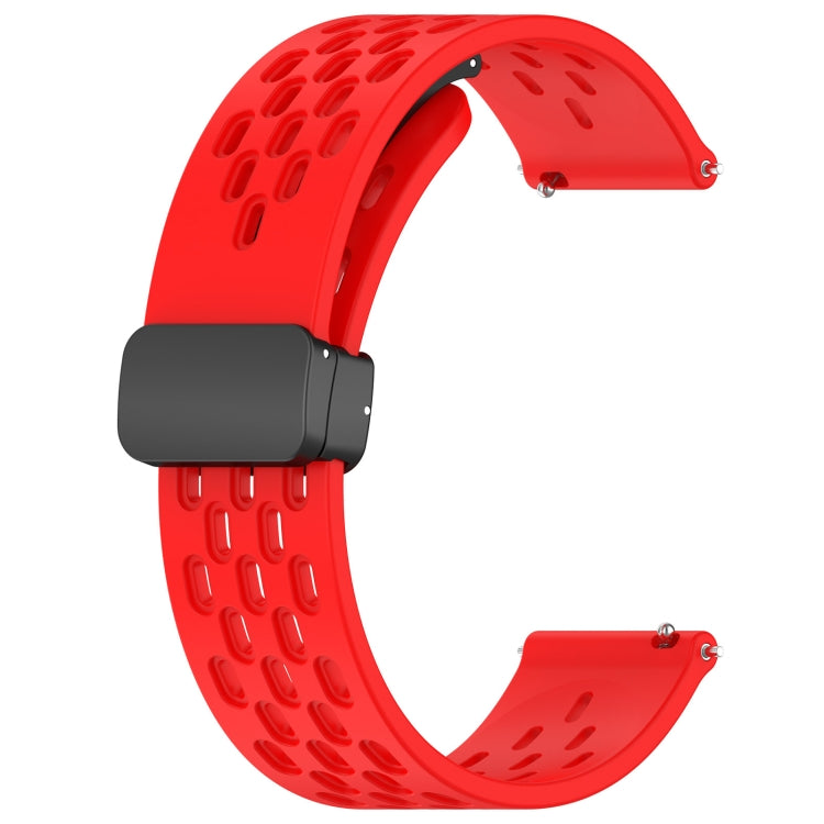 For Amazfit Pop 20mm Folding Magnetic Clasp Silicone Watch Band(Red) - Watch Bands by buy2fix | Online Shopping UK | buy2fix