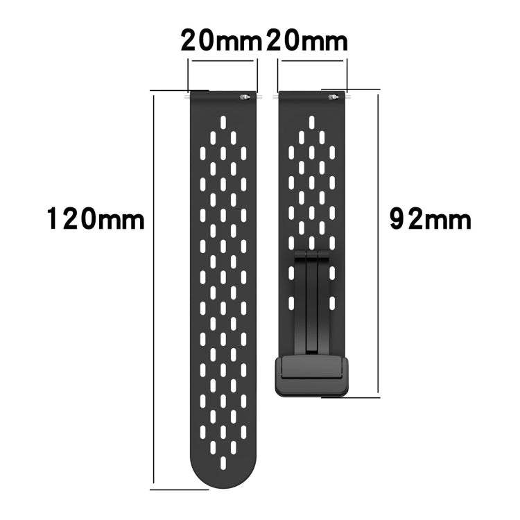For Amazfit GTS 3 20mm Folding Magnetic Clasp Silicone Watch Band(Blue) - Watch Bands by buy2fix | Online Shopping UK | buy2fix