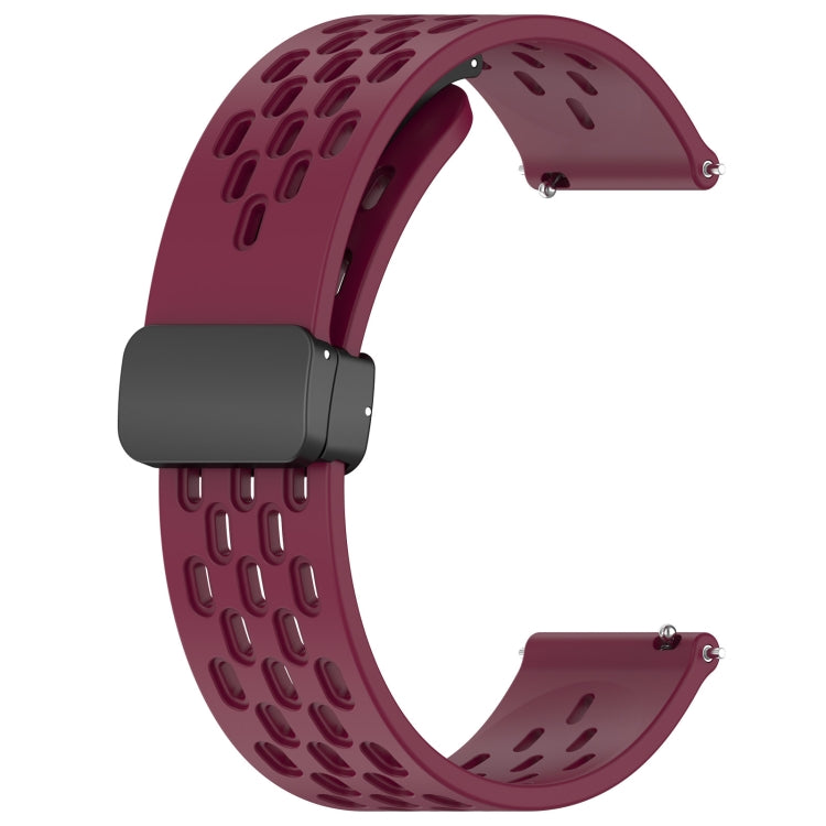 For Huawei Watch 3 Pro 22mm Folding Magnetic Clasp Silicone Watch Band(Wine Red) - Watch Bands by buy2fix | Online Shopping UK | buy2fix