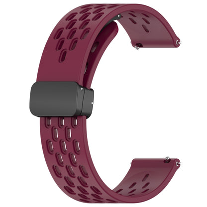 For Huawei GT2 46mm 22mm Folding Magnetic Clasp Silicone Watch Band(Wine Red) - Watch Bands by buy2fix | Online Shopping UK | buy2fix