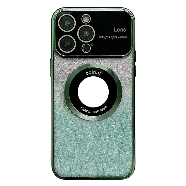 For iPhone 15 Pro Large Window MagSafe Gradient Glitter Electroplating TPU Phone Case(Green) - iPhone 15 Pro Cases by buy2fix | Online Shopping UK | buy2fix