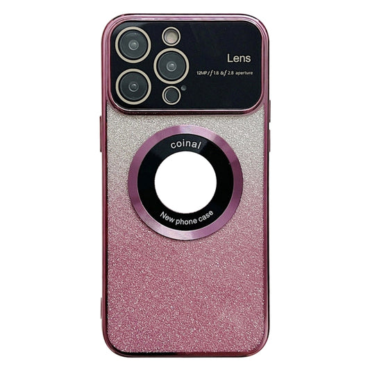 For iPhone 14 Pro Max Large Window MagSafe Gradient Glitter Electroplating TPU Phone Case(Rose Red) - iPhone 14 Pro Max Cases by buy2fix | Online Shopping UK | buy2fix