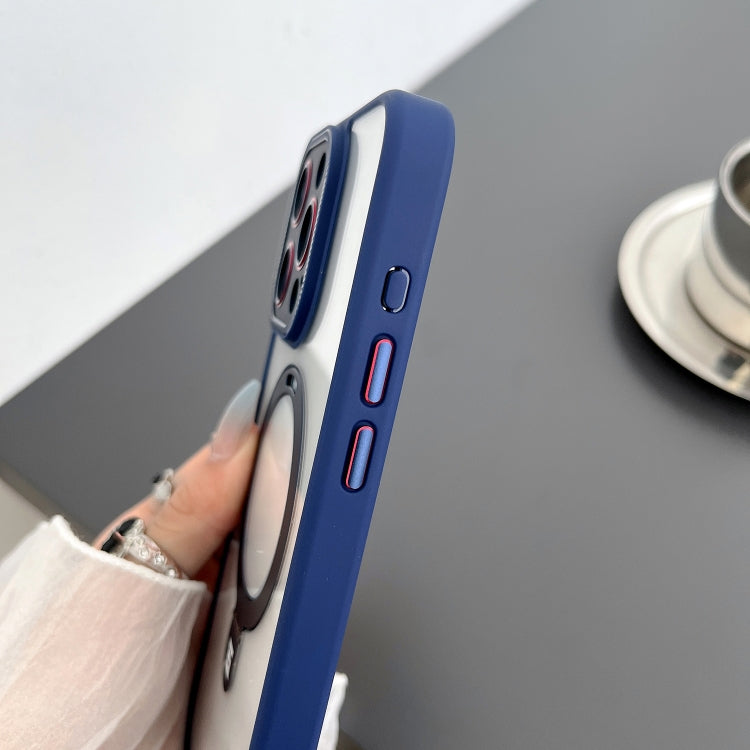 For iPhone 14 Plus Yashi MagSafe Magnetic Holder Phone Case(Blue) - iPhone 14 Plus Cases by buy2fix | Online Shopping UK | buy2fix