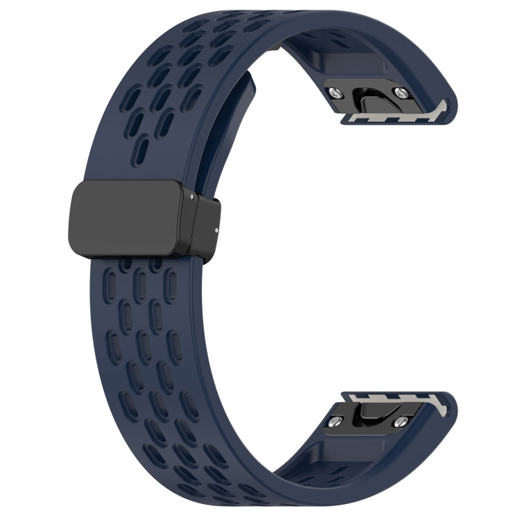 For Garmin Fenix 7S 20mm Folding Buckle Hole Silicone Watch Band(Midnight Blue) - Watch Bands by buy2fix | Online Shopping UK | buy2fix