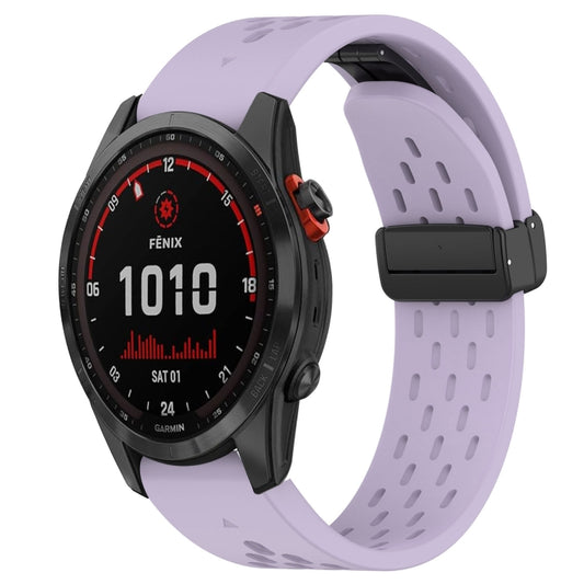 For Garmin Fenix 7S Solar 20mm Folding Buckle Hole Silicone Watch Band(Purple) - Watch Bands by buy2fix | Online Shopping UK | buy2fix