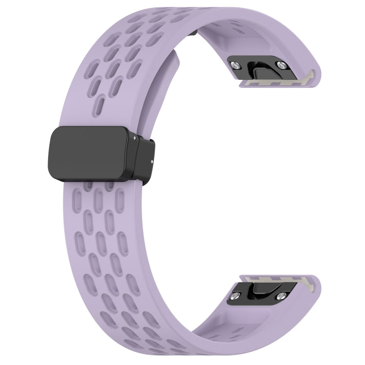 For Garmin Instinct 2S 20mm Folding Buckle Hole Silicone Watch Band(Purple) - Watch Bands by buy2fix | Online Shopping UK | buy2fix