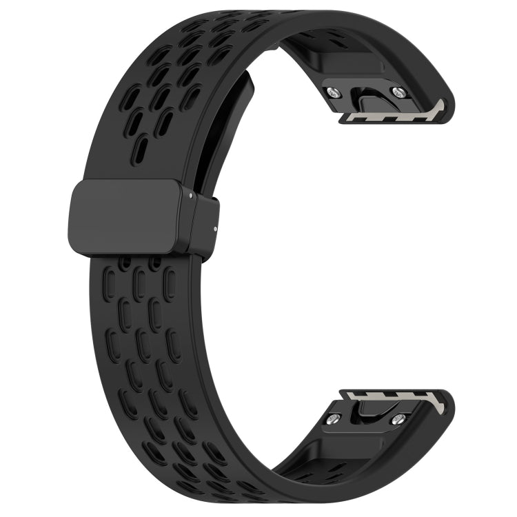 For Garmin Fenix 5S 20mm Folding Buckle Hole Silicone Watch Band(Black) - Watch Bands by buy2fix | Online Shopping UK | buy2fix