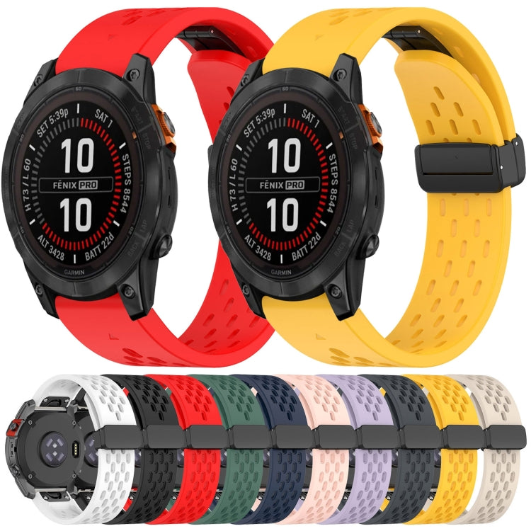 For Garmin Fenix 7S Sapphire Solar 20mm Folding Buckle Hole Silicone Watch Band(Starlight Color) - Watch Bands by buy2fix | Online Shopping UK | buy2fix