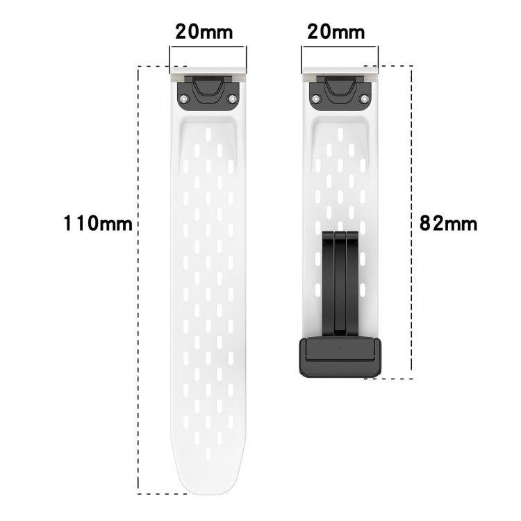 For Garmin Fenix 7S 20mm Folding Buckle Hole Silicone Watch Band(White) - Watch Bands by buy2fix | Online Shopping UK | buy2fix