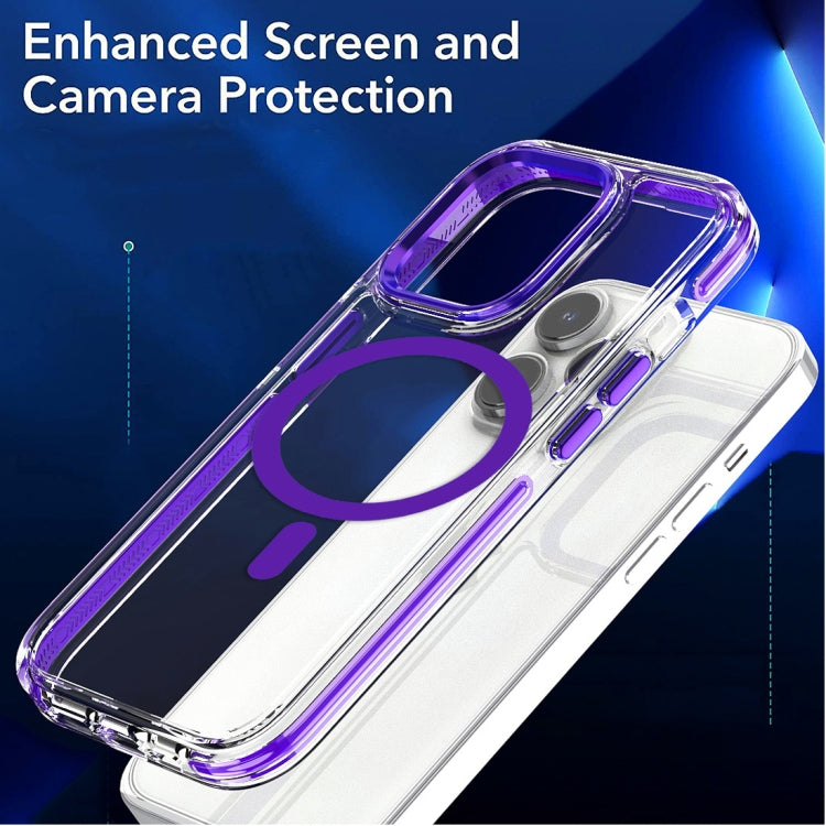 For iPhone 14 Dual-color MagSafe TPU Hybrid Clear PC Shockproof Phone Case(Black) - iPhone 14 Cases by buy2fix | Online Shopping UK | buy2fix