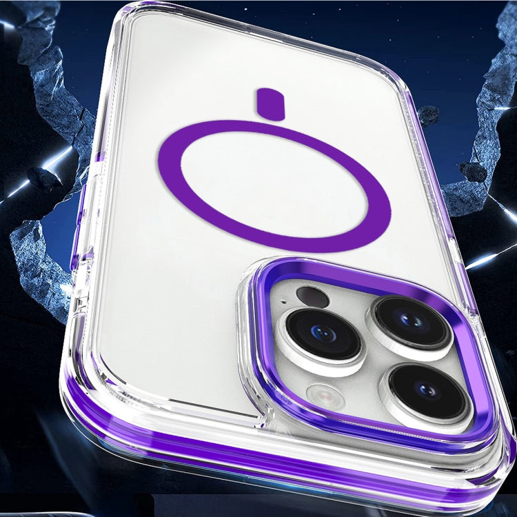 For iPhone 14 Plus Dual-color MagSafe TPU Hybrid Clear PC Shockproof Phone Case(Blue) - iPhone 14 Plus Cases by buy2fix | Online Shopping UK | buy2fix